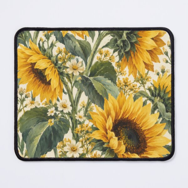 Item preview, Mustard Bohemian Sunflowers and Daisies Botanical designed and sold by scicilysimonee.
