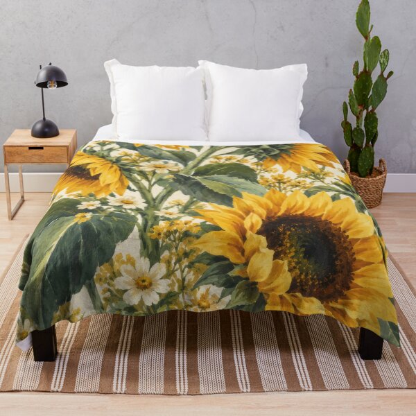 Item preview, Mustard Bohemian Sunflowers and Daisies Botanical designed and sold by scicilysimonee.