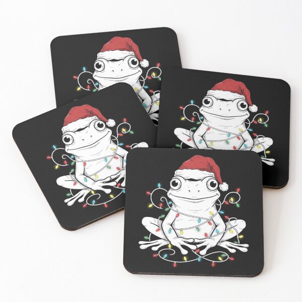 Item preview, Cute Christmas Frog Tangled in Colorful Holiday Lights designed and sold by MiALopezArt.