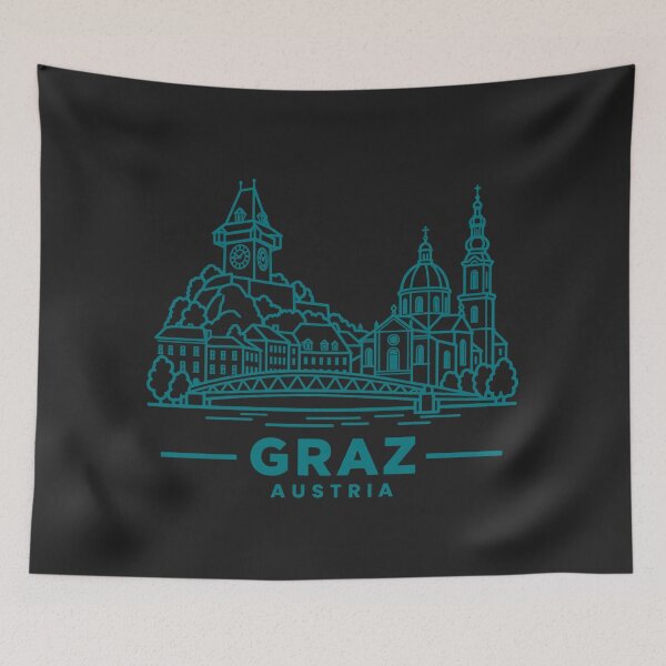 Item preview, Graz Austria Line Art Skyline Poster designed and sold by CMYKStudio.