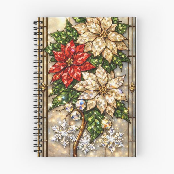 Item preview, Title Stained Glass Poinsettia Christmas Flower designed and sold by BriSher.