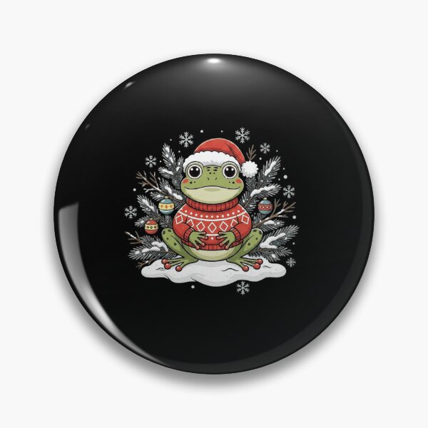 Item preview, Cute Christmas Frog in Red Sweater Winter Forest Scene designed and sold by MiALopezArt.