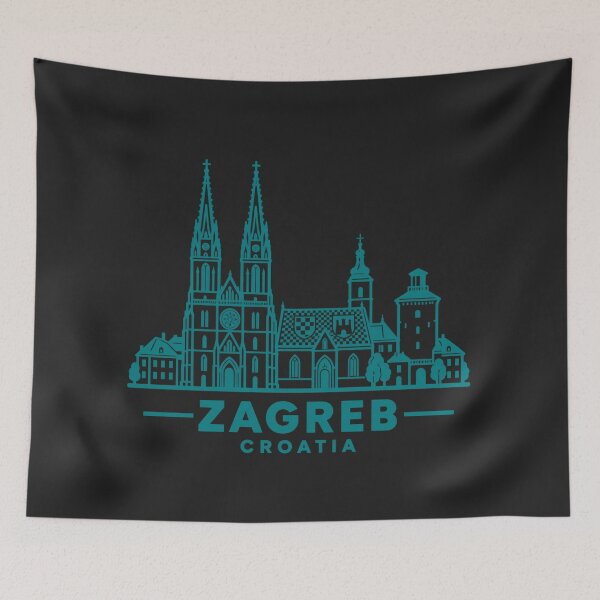 Item preview, Zagreb Croatia Line Art Skyline Poster designed and sold by CMYKStudio.