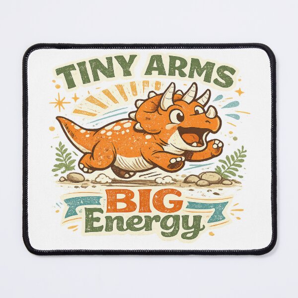 Item preview, Tiny Arms Big Energy Cute Triceratops Dinosaur Retro Kids Art Design designed and sold by inkoutninja.
