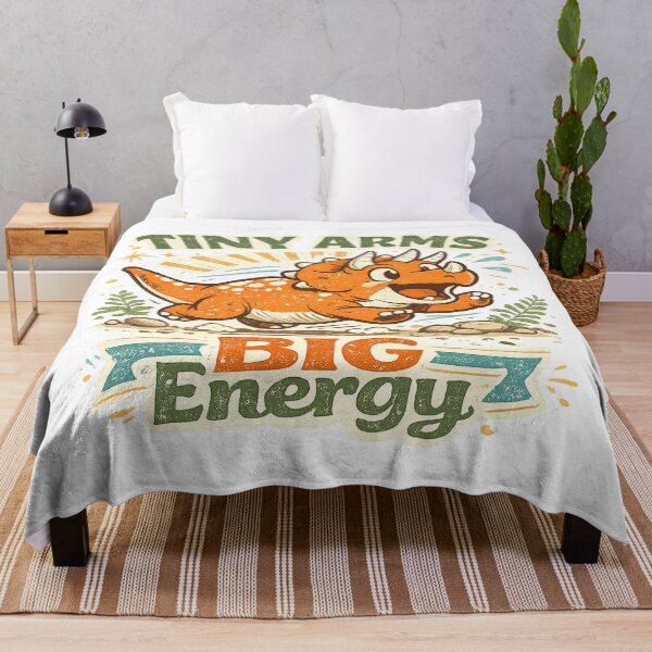 Item preview, Tiny Arms Big Energy Cute Triceratops Dinosaur Retro Kids Art Design designed and sold by inkoutninja.