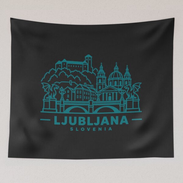 Item preview, Ljubljana Slovenia Line Art Skyline Poster designed and sold by CMYKStudio.