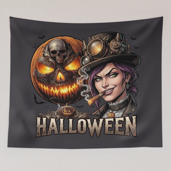 Item preview, Halloween Steampunk Witch Cigar Skull Pumpkin designed and sold by Voodoo Store Paranormal Collections.