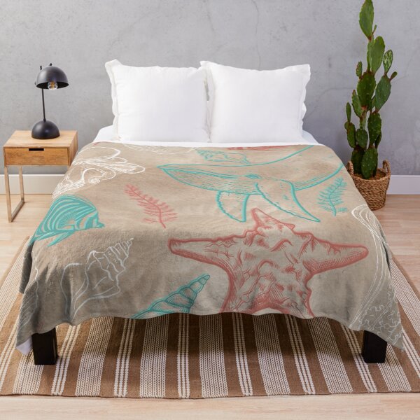 Item preview, Teal Coral Sealife Seashells Pattern designed and sold by SeaStarAlex.