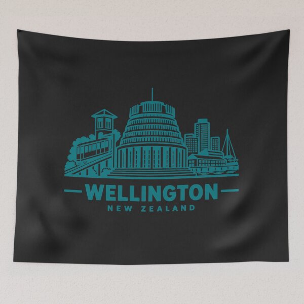 Item preview, Wellington New Zealand Line Art Skyline Poster designed and sold by CMYKStudio.