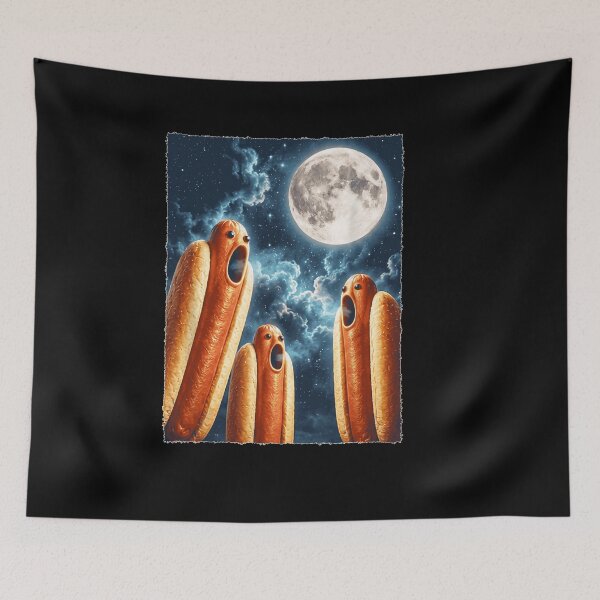 Item preview, Funny Hot Dogs Howling At Full Moon Space designed and sold by MiteKangerin.