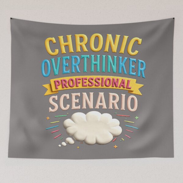 Item preview, chronic overthinker professional scenario colorful typographic design designed and sold by SmashingDeals.