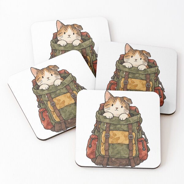 Item preview, Calico Cat Peeking Out of a Hiking Backpack designed and sold by Jessie's Palette.
