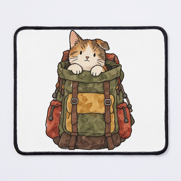 Item preview, Calico Cat Peeking Out of a Hiking Backpack designed and sold by Jessie's Palette.