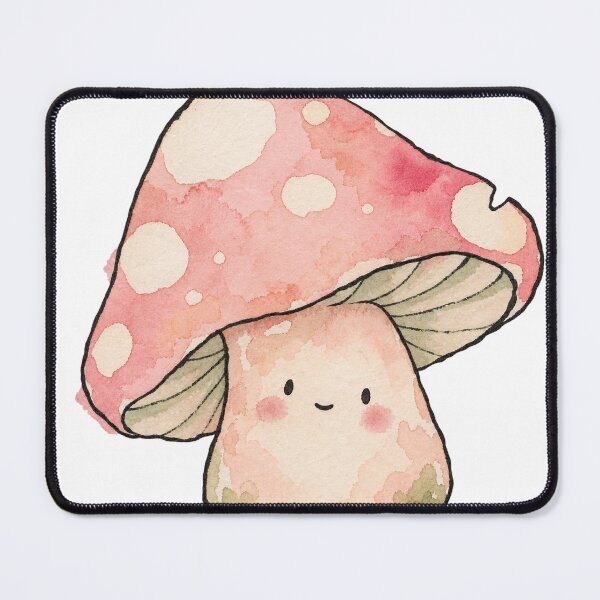 Item preview, Cute Pink Mushroom with a Happy Little Face designed and sold by Jessie's Palette.