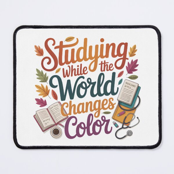 Item preview, Studying While the World Changes Color – Autumn Study Cozy Fall Student Book Lover designed and sold by CuteDesignables.