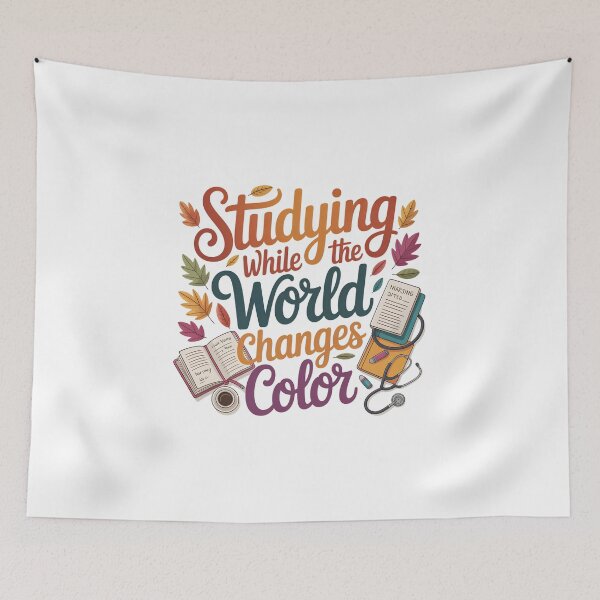 Item preview, Studying While the World Changes Color – Autumn Study Cozy Fall Student Book Lover designed and sold by CuteDesignables.