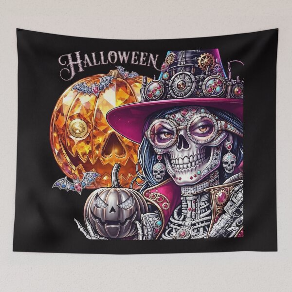 Item preview, Halloween Steampunk Skeleton Witch Gem Pumpkin designed and sold by Voodoo Store Paranormal Collections.
