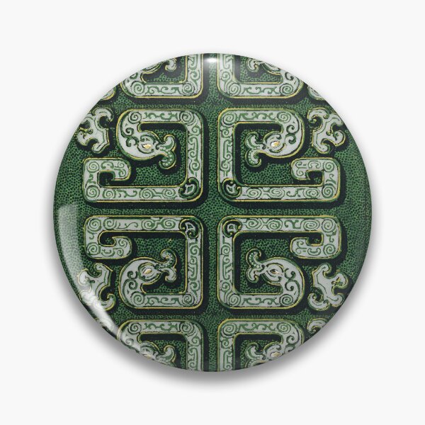Item preview, Chinese Geometric Knot Ornament – Antique Green & White Pattern designed and sold by Polychromes.