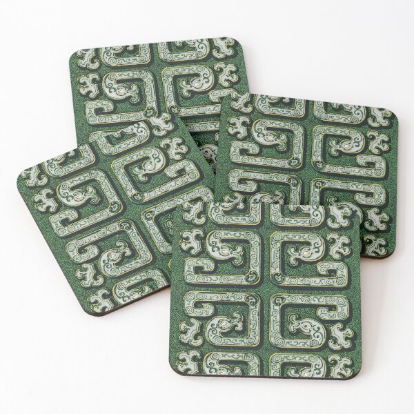 Item preview, Chinese Geometric Knot Ornament – Antique Green & White Pattern designed and sold by Polychromes.