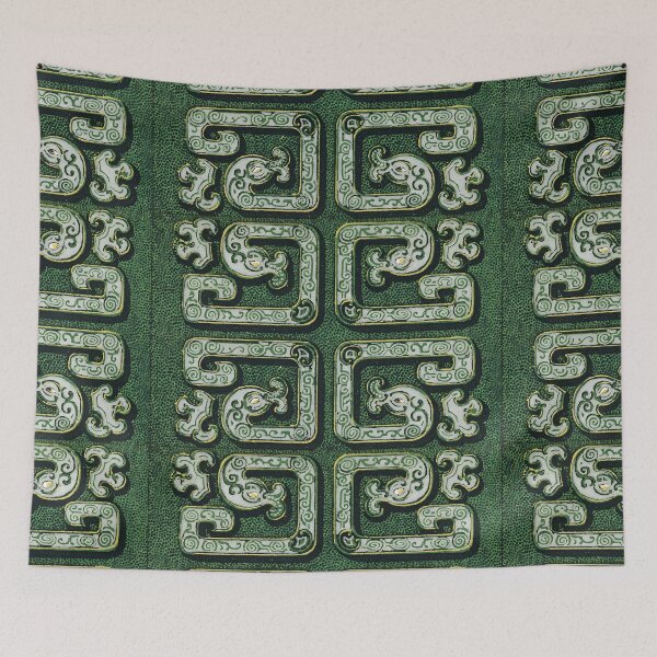 Item preview, Chinese Geometric Knot Ornament – Antique Green & White Pattern designed and sold by Polychromes.