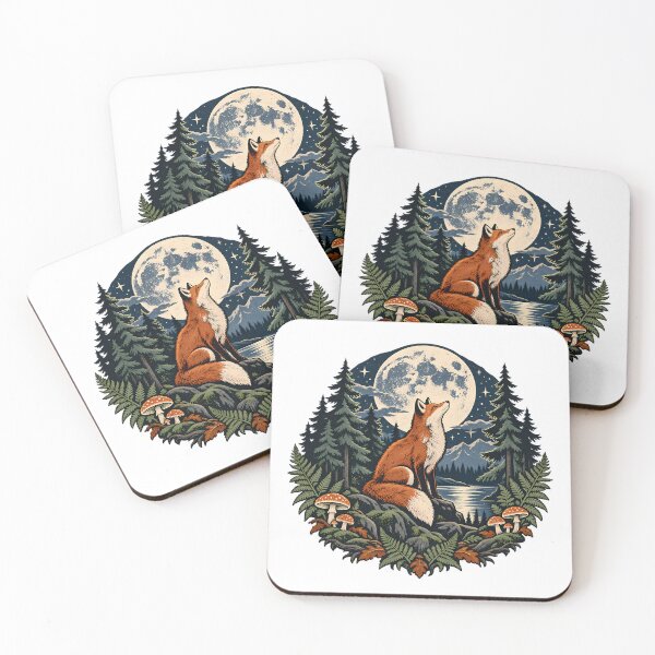 Item preview, Moonlit Fox Woodland Night Scene designed and sold by Thai Vibe Studio.
