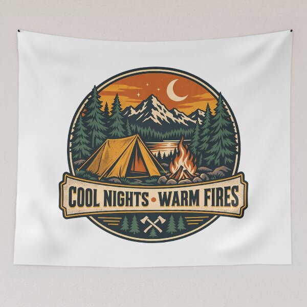 Item preview, Cool Nights Warm Fires Camping designed and sold by Thai Vibe Studio.