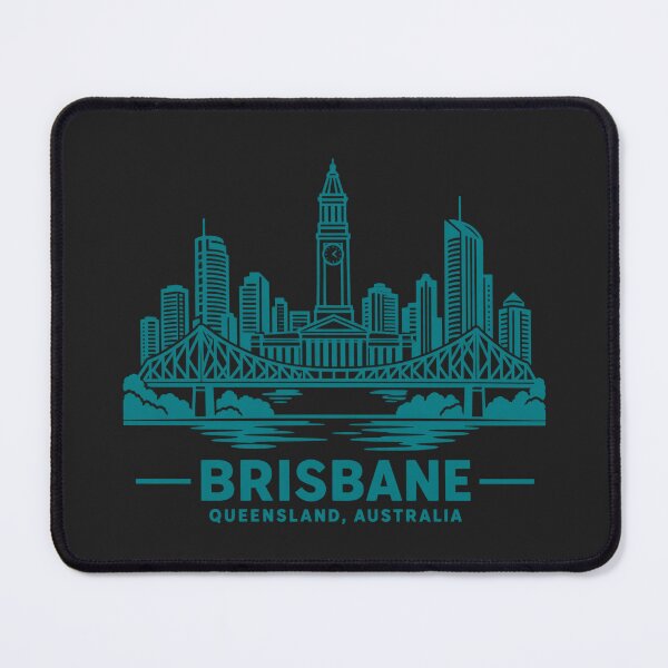 Artikelvorschau, Brisbane Queensland Australien Linienkunst-Skyline-Poster entworfen und verkauft von CMYKStudio.