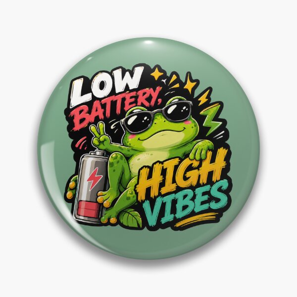 Item preview, Low Battery High Vibes Frog designed and sold by PixoNest.