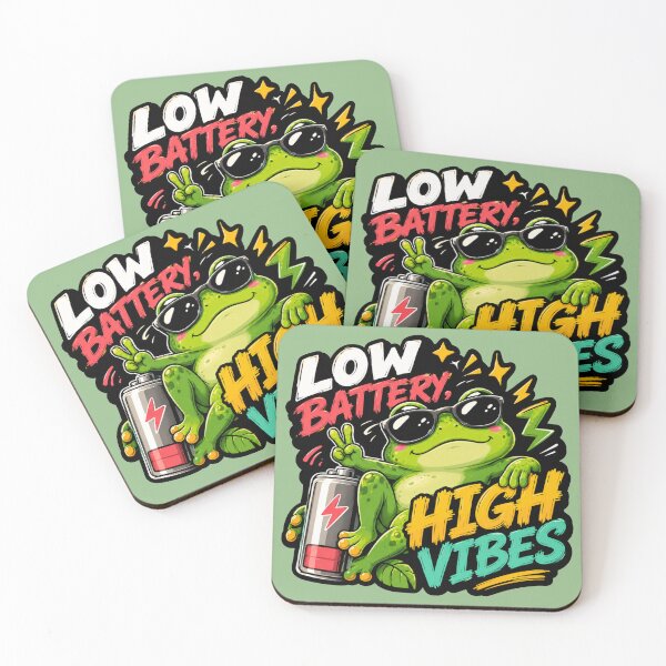 Item preview, Low Battery High Vibes Frog designed and sold by PixoNest.