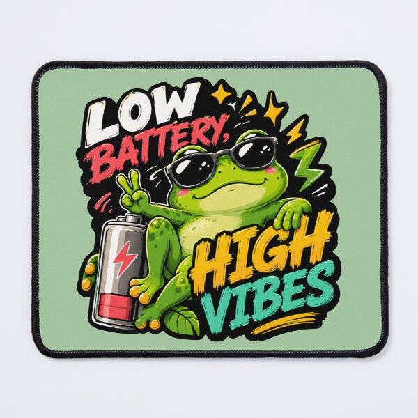 Item preview, Low Battery High Vibes Frog designed and sold by PixoNest.