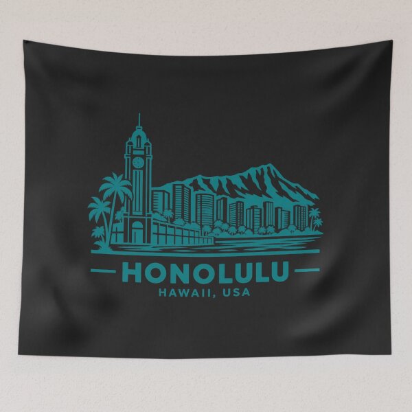 Item preview, Honolulu Hawaii USA Line Art Skyline Poster designed and sold by CMYKStudio.