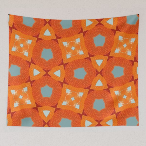 Item preview, Orange Retro Tile Pattern designed and sold by Shy Fractal Designs.