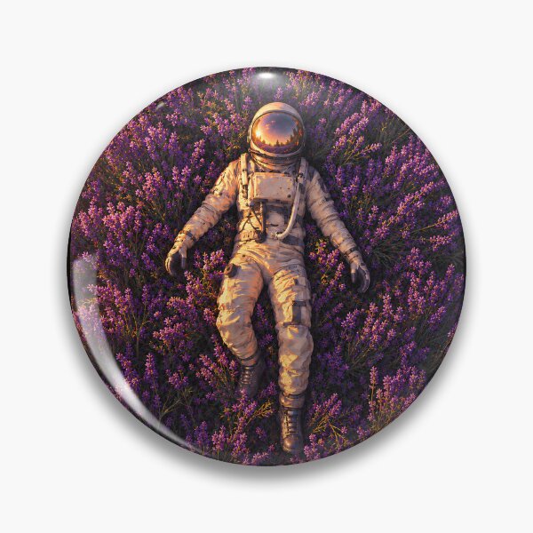 Item preview, Astronaut in a Lavender Field | Purple Cosmic Nature Space Art designed and sold by Extravanganzza.