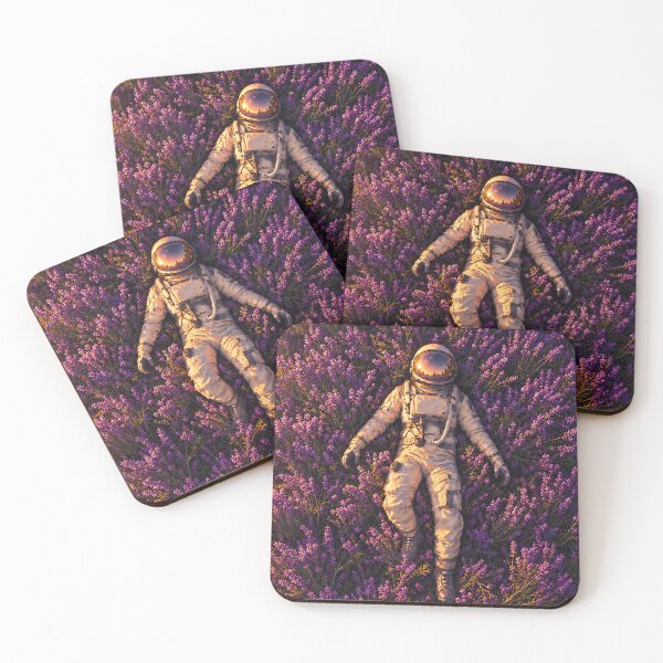 Item preview, Astronaut in a Lavender Field | Purple Cosmic Nature Space Art designed and sold by Extravanganzza.