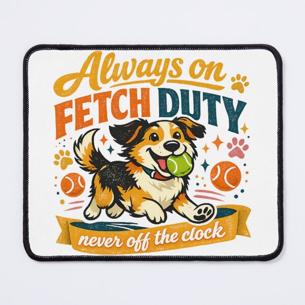 Item preview, Always on Fetch Duty Funny Dog Tennis Ball Pet Lover Retro Art Design designed and sold by inkoutninja.