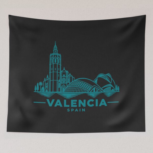 Item preview, Valencia Spain Line Art Skyline Poster designed and sold by CMYKStudio.