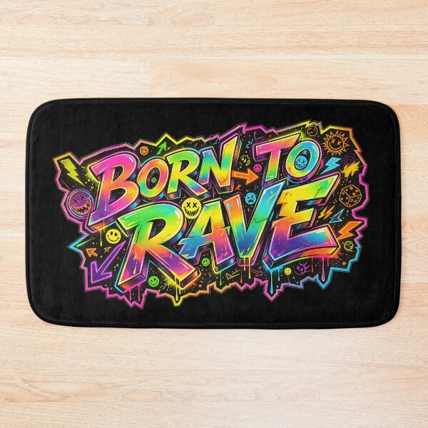 Item preview, Born to Rave – Neon Acid Graffiti Typography designed and sold by RH Design Lab.