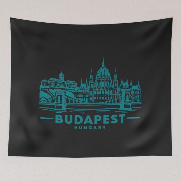Item preview, Budapest Hungary Line Art Skyline Poster designed and sold by CMYKStudio.