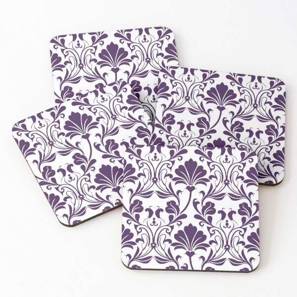 Item preview, Purple White Damask Floral Seamless Pattern designed and sold by ​Jyoti Digital Artist.