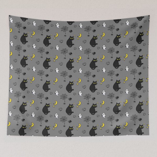 Item preview, Cute Black Cat Halloween Bedding Pattern⁠ designed and sold by Aom Road.