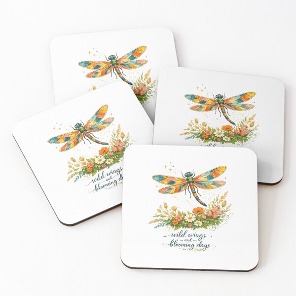 Item preview, Wild Wings and Blooming Days Dragonfly Wildflower Cottagecore Art Design designed and sold by inkoutninja.