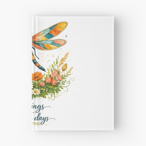 Item preview, Wild Wings and Blooming Days Dragonfly Wildflower Cottagecore Art Design designed and sold by inkoutninja.