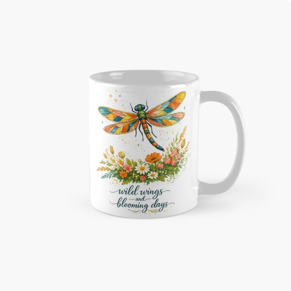 Item preview, Wild Wings and Blooming Days Dragonfly Wildflower Cottagecore Art Design designed and sold by inkoutninja.