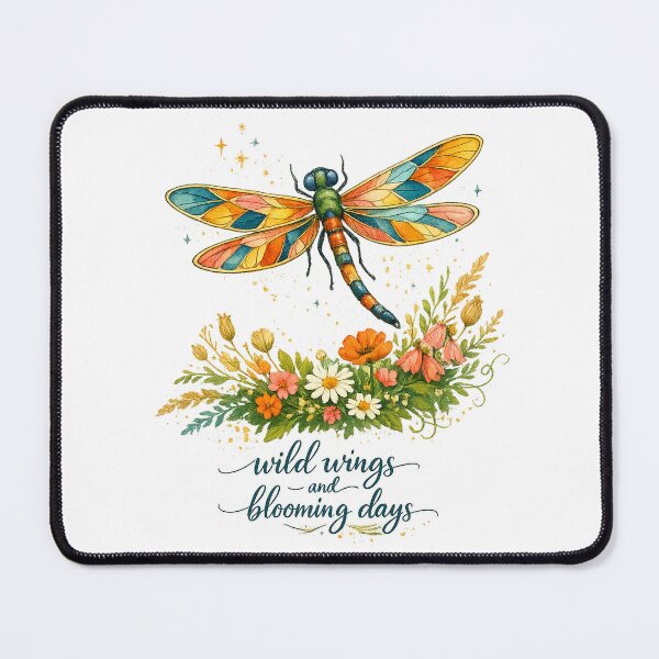 Item preview, Wild Wings and Blooming Days Dragonfly Wildflower Cottagecore Art Design designed and sold by inkoutninja.