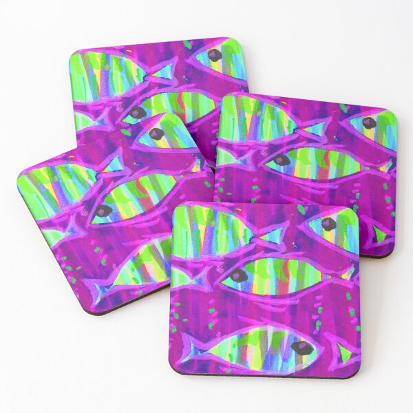 Item preview, School of fish on purple background designed and sold by Jill Brooke.