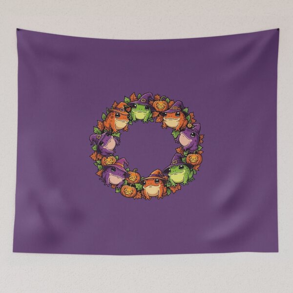 Item preview, Whimsical Wreath Adorned With Toads And Jackolanterns designed and sold by taiche.
