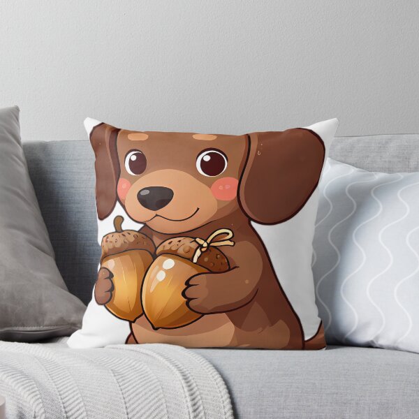 Item preview, Dachshund Puppy Hugging Twin Acorns designed and sold by pumsquare.