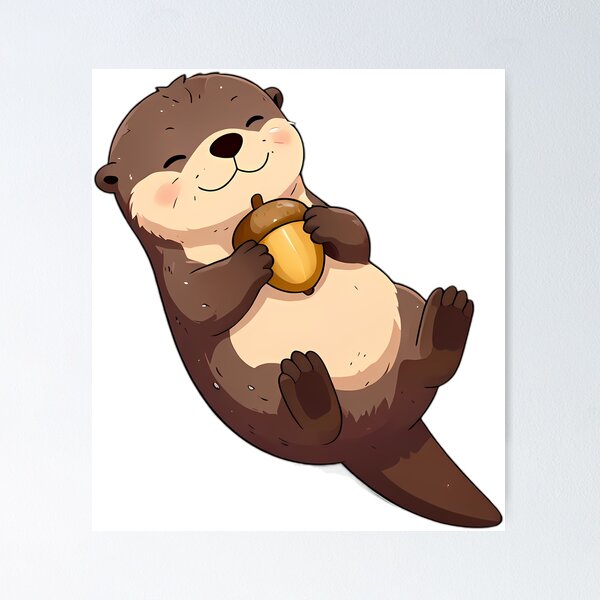 Item preview, Baby River Otter Floating With Autumn Acorn designed and sold by pumsquare.