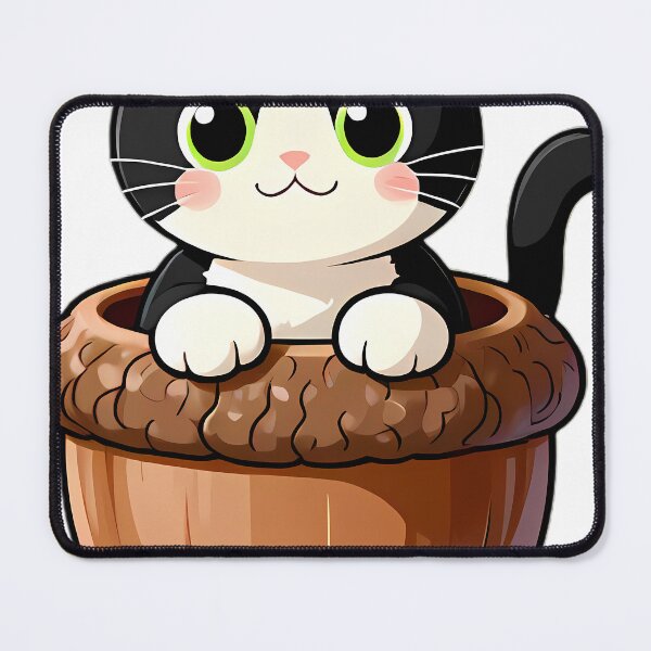 Item preview, Tuxedo Kitten Peeking From Acorn Cup designed and sold by pumsquare.