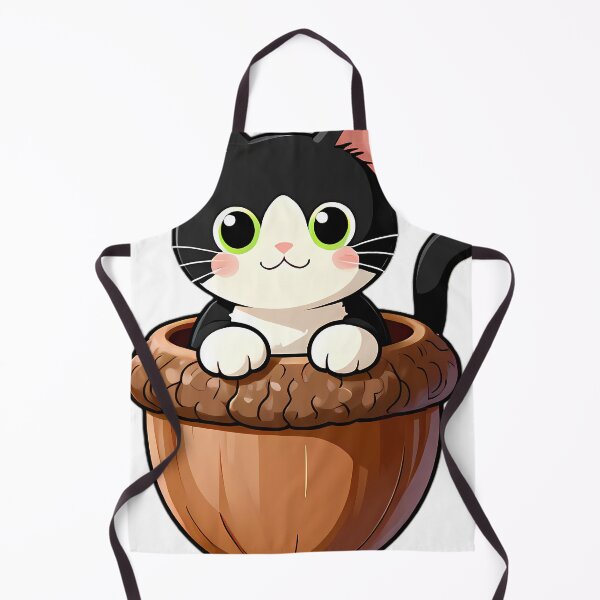 Item preview, Tuxedo Kitten Peeking From Acorn Cup designed and sold by pumsquare.